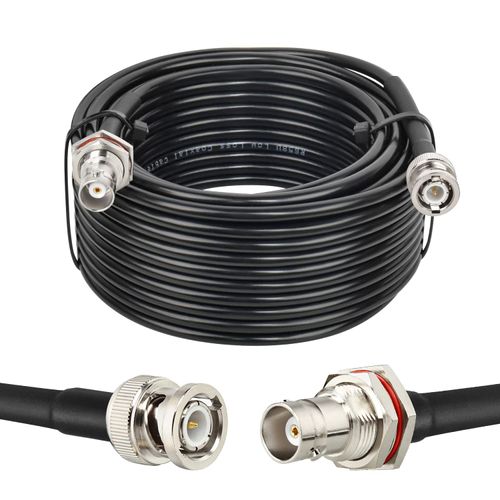 MOOKEERF BNC Cable - 50 ohm RG58 35FT BNC Male to Female Coax Cable Bulkhead Low Loss Antenna Extension Cable for CB Radio/VHF Ham Radio/Wireless Microphone/Antenna/CCTV/Amateur Radio etc.
