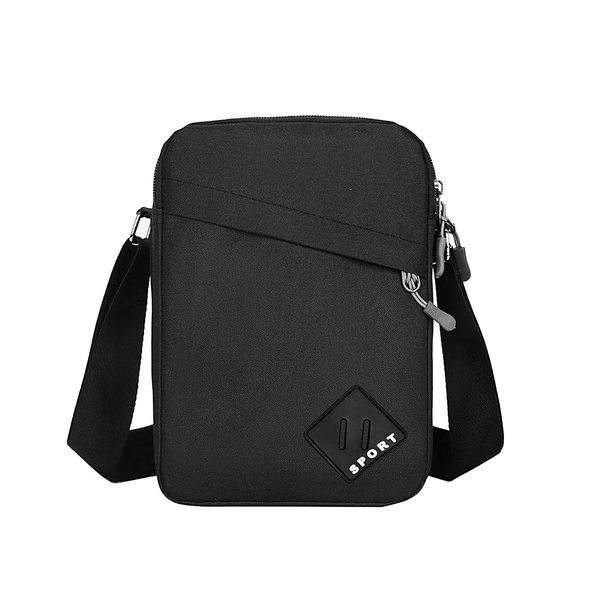 FuninCrea Mens Shoulder Bag, Nylon Mens Crossbody Bag with Zipper and Adjustable Strap, Waterproof Messenger Bags for Men, Small Messenger Bag with Multiple Pocket for Working, Travelling (black)