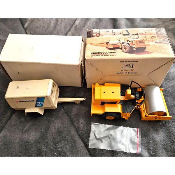 NIB NZG Ingersoll Rand SP-60DD Roller Vibratory Compactor & Air Compressor-Read