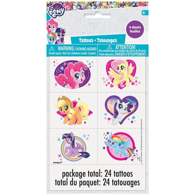 Unique Industries My Little Pony Temporary Tattoos, 24ct