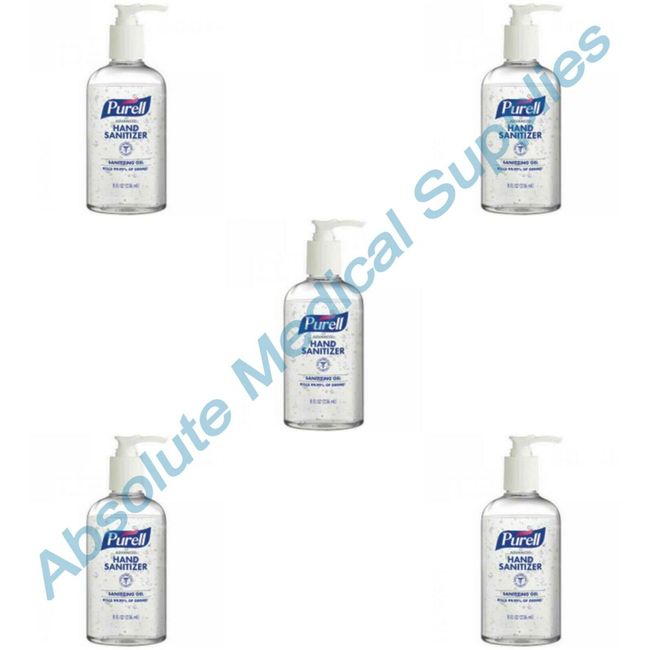 *5-Pack* Purell Advanced Hand Sanitizer 8oz Gel Pump Round Bottle 4040-12-S