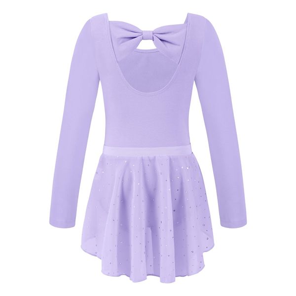 Naiyafly Girls Ballet Dress Kids Dance Leotard Costume Toddler Long Sleeve Ballet Dance Dress Outfit Gymnastics Dance Leotard with Chiffon Skirt