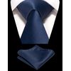 RBOCOTT Navy Blue Tie and Pocket Square Necktie Set for Men(5)