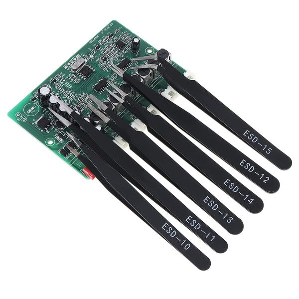 OriGlam 6pcs ESD Tweezers Set Anti-Static Precision Tweezers Set, Stainless Steel Electronic Tweezers for Electronics Soldering