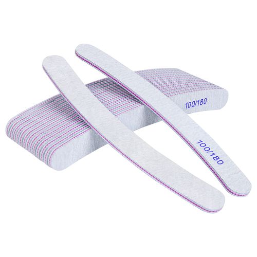 URAQT 15PCS Nail Files, Professional Nail File Set, Curved Fingernail Files, 100/180 Grit Double-Sided Emery Board Manicure Tools for Home and Salon Use (White)