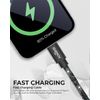 LIQUIPEL Powertek Type-C Fast Charger Cable, 6ft USB-C Diamond Shine (Black)