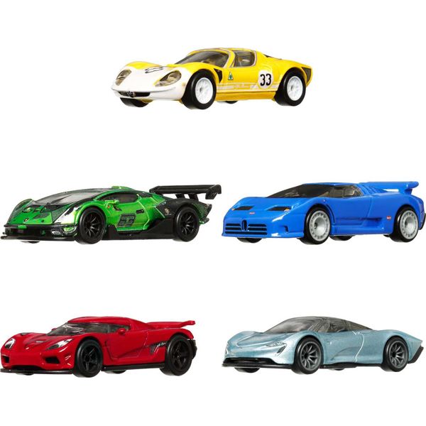 Hot Wheels Premium Car Culture Speed Machines 5-Pack of Toy Cars, Full Metal Body, Real Riders Tires, 1:64 Scale Sports Cars, for Collectors