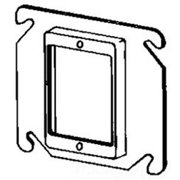 Appleton 8468A 4" Square Cover, 1-Device, Mud Ring, 1/2" Raised, Drawn, Metallic