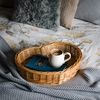 Arthur Cameron Heart Shape Wicker Storage Basket Footstool Shelf Tray (Natural, Medium)