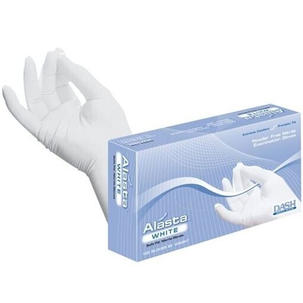 2 BOX/100 GLOVES White Sort fit Nitrile Powder Free Gloves SIZE Small