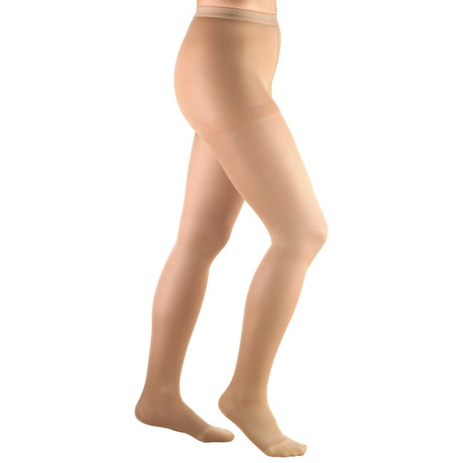 Truform Women's Compression Pantyhose, 15-20 mmHg, Opaque Hosiery Support Shaping Tights, Beige, Large