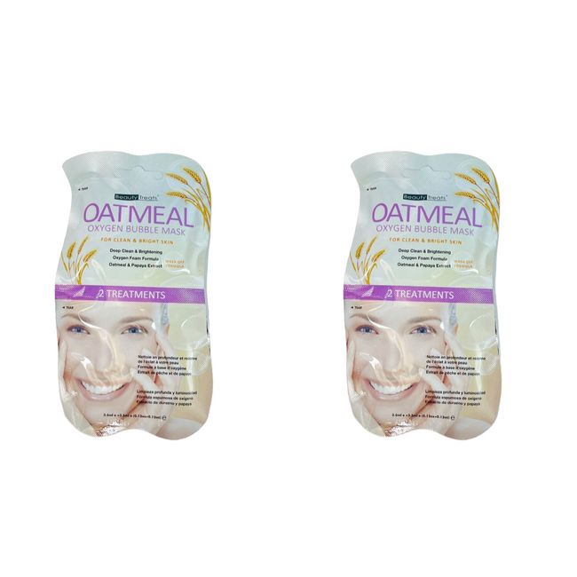 Beauty Treats Oatmeal Oxygen Bubble Mask for Clean and Bright Skin 3.5ml LOT OF
