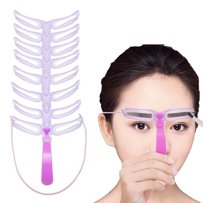 ZHEJIA Eyebrow Template (Set of 8) Eyebrow Stencils for Women Eyebrow Makeup Tool Eyebrow Mold for Women Eyebrow Stencil Beauty Tool Purple