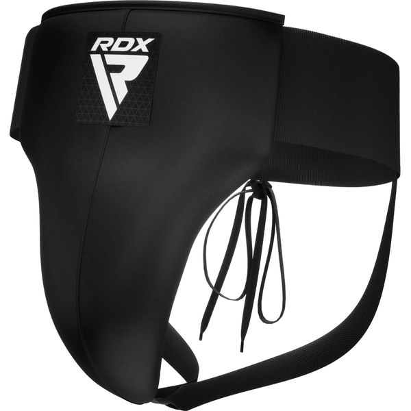 RDX Groin Protector for Boxing, Muay Thai, Kickboxing and MMA Training, Maya Hide Leather Abdo Gear for Martial Arts, SATRA Approved Abdominal Guard for Karate and Taekwondo (Black, X-Large)