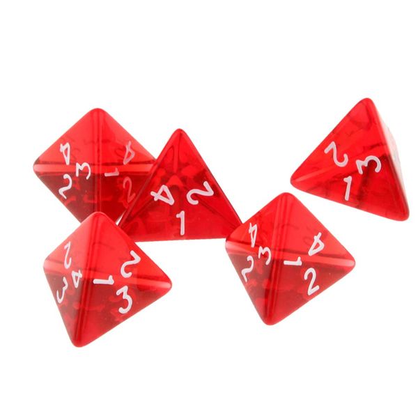 Yiotfandoll 5PCS Polyhedral Dice 20mm D4 for Dungeons and Dragons DND RPG MTG Dice Table Games Red with Black Bag