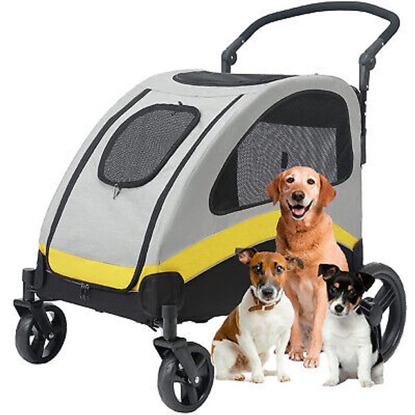 Folding Extra Large Dog Stroller Jogger Pet Pram Waterproof Traval Cart 132 lbs