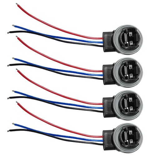 4PCS 3157 Car Wire Harness Pigtail Socket, Car LED and Standard Bulb Sockets Female Adapters, Auto Socket Plug Connectors for Brake Light, Turn Signal Light, Daytime Running Light