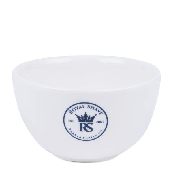 ROYAL SHAVE Ceramic Textured Shaving Bowl – Shave Soap & Shaving Cream Dish, Textured for Rich Lather (White)