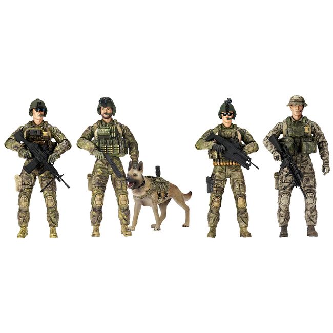 Sunny Days Entertainment Elite Force Army Ranger Action Figures – 5 Pack Military Toy Soldiers Playset | Realistic Gear and Accessories