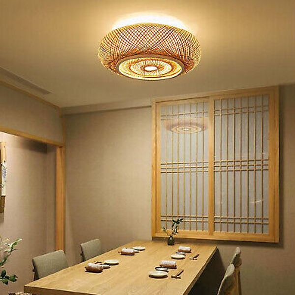 Vintage Pendant Light Lamp Rattan Wicker Hanging Bamboo Ceiling Fixture Shade US