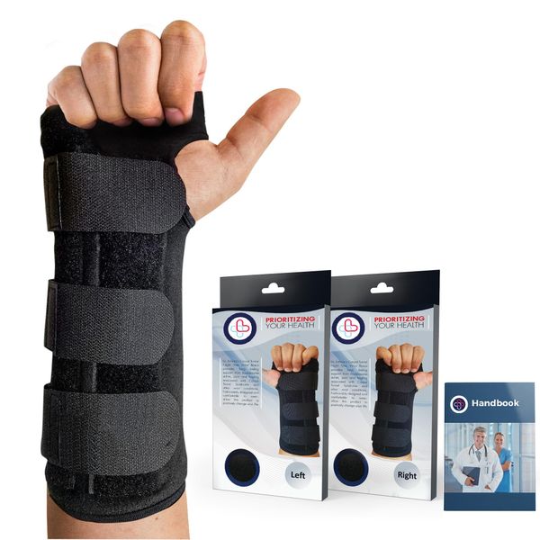 Doctor Developed Wrist Support Right hand - Wrist Brace Right Hand with Doctor Written Handbook - Hand Splints for Carpal Tunnel, Wrist Pain Relief - Wrist Supports for Arthritis Gym (Right Hand)