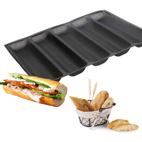 Silicone Bread Mold 5 Loaf Baking Mould Flexible Reusable Forms Shapes Non Stick Perforated