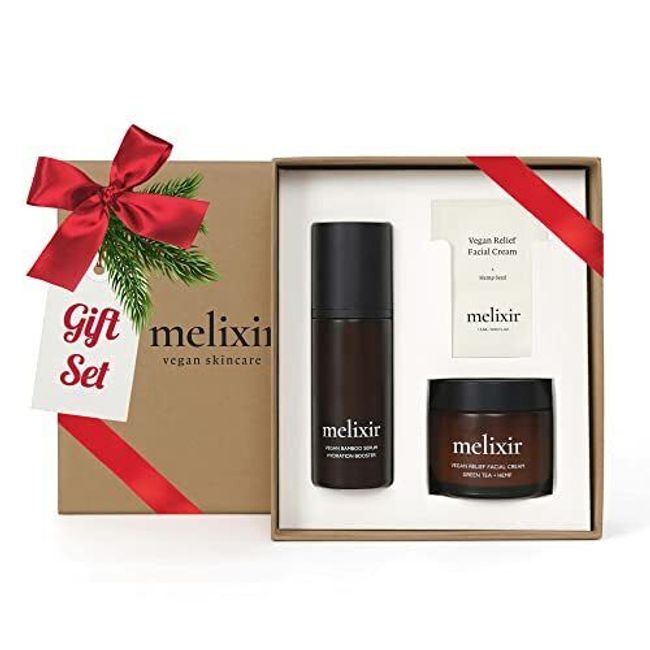 Melixir Vegan Hydration Kit for Dry Skin Vegan Bamboo Serum + Vegan Relief Fa...