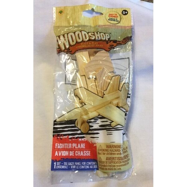 Woodshop Wood Craft Model Kit Set Fighter Jet Aircraft Kid Activity Toy NIB #D22