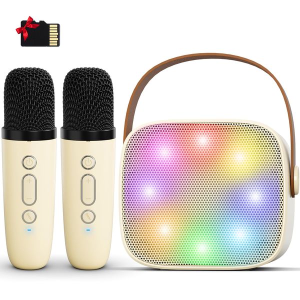 voijump Mini Karaoke Machine for Kids Adults, Portable Bluetooth Karaoke Speaker with 2 Wireless Microphones,MP3 Music Player for Girls Boys 3-11,12+ Years Old, Gifts for Family Home Birthday Party