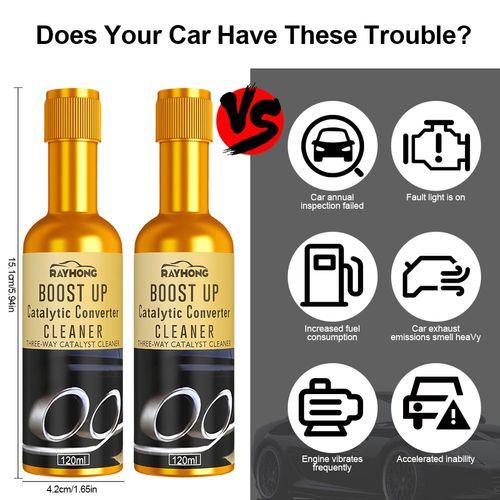 2PCS Catalytic Converter Cleaner Auto Parts Engine, SEILETOO Exhaust System Pipe Carbon Removal Cleaner Treatment Additive Oil, Fuel System Treatment Oil Additive for Gas and Diesel Car