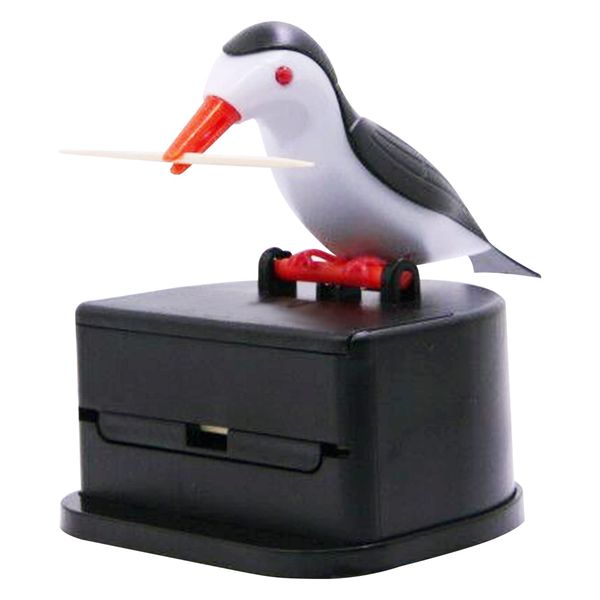 Jucaifu Little bird toothpick dispenser, creative push-type toothpick bird dispenser, toothpick holder. (black)