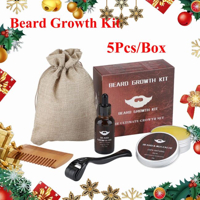 Beard Growth Kit - Beard Growth Serum & Derma Roller Mustache Hair Growth Boosts