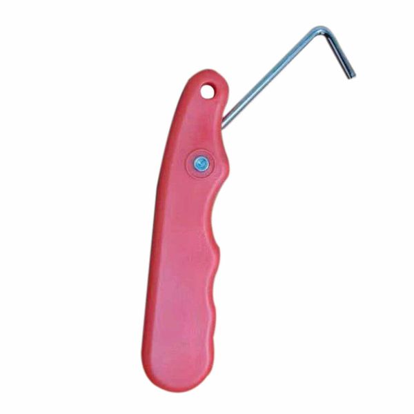 Ice Skate Lace Tightener, Folding Hockey Lace Tightening Tool Portable Shoe Puller with Stainless Steel Boot Hook Sharpener Accessories for Ice Skates Rollerblades Figure Skates Shoes (Red)