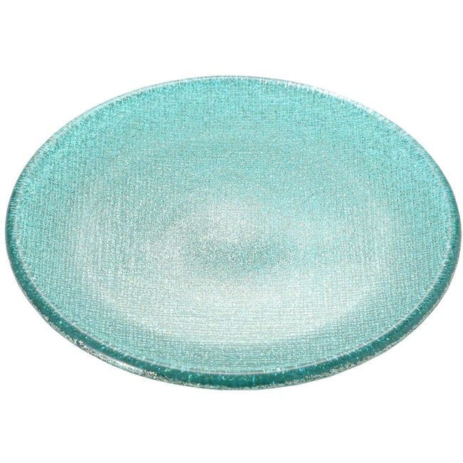 Vetro Felice 323914B G053 Medium Plate, Western Tableware, Plate, Aqua, 5.5 inches (14 cm), Happy Glass, Glitter