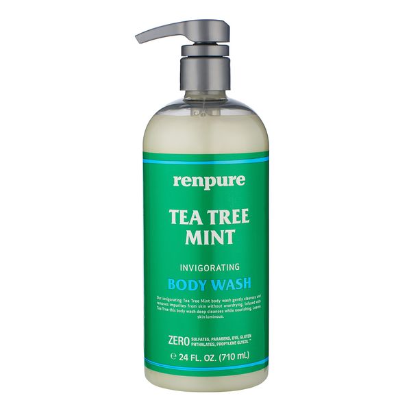 Renpure Original Tea Tree Essential Oil & Peppermint Moisturizing Body Wash With Pump – for Dry Sensitive Skin & Decongest Pores – Sulfate Free Body Wash & Liquid Hand Soap For Men & Women