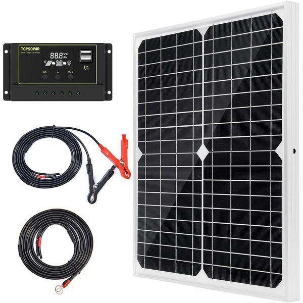 20W 12 Volt Battery Charger Solar Powered Panel for Car Dump Trailer Boat Marine