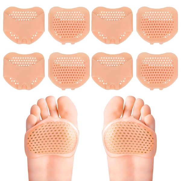 Silikon Vorfuß Pad, Fußpads Für Frauen Und Männer, 4 Paar Fußpads Silikon, Gel Vorfußpolster Fußpads, Metatarsal Pads, Gel Vorfußpolster für Frauen und Männer, Mittelfußpolster Damen Herren