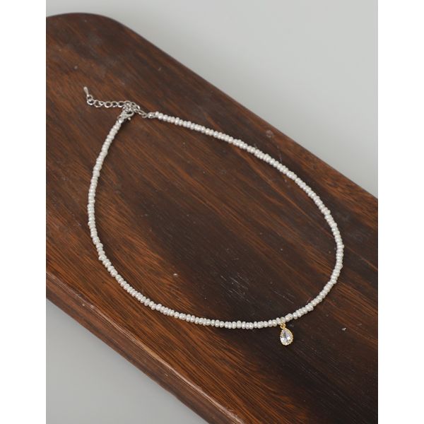 Rice flour freshwater pearl choker necklace