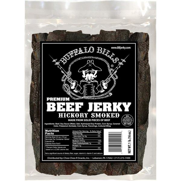 Buffalo Bills 16oz Premium Hickory Beef Jerky Pieces (hickory smoked jerky in random size pieces)