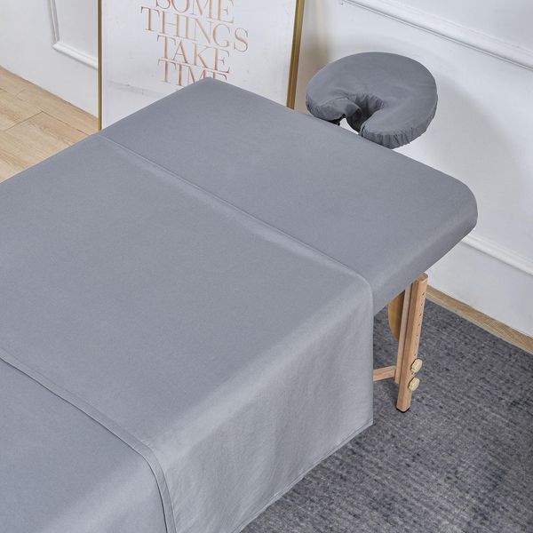 Kesfey 3-Piece Microfiber Massage Sheet Set, Light and Soft, Stain and Wrinkle-Resistant, Includes Flat Sheet, Fitted Sheet and Face Rest Cover(Grey)