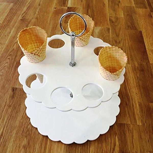 Ice Cream Cone Stand by Super Cool Creation, White - 4 Hole
