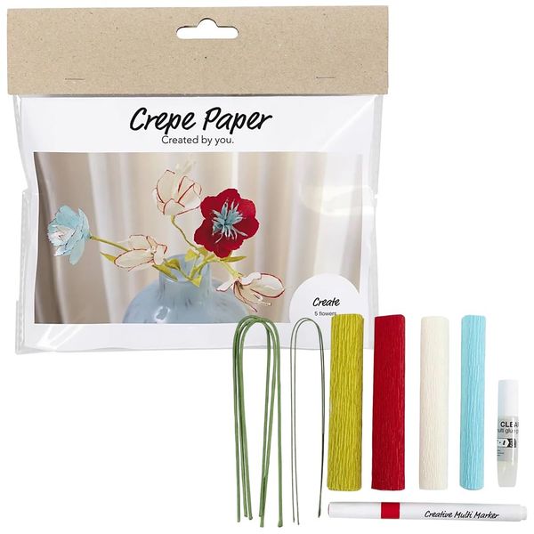 Pretty Flowers | Crepe Paper Flower Mini Craft Kit | Makes 5 Stems