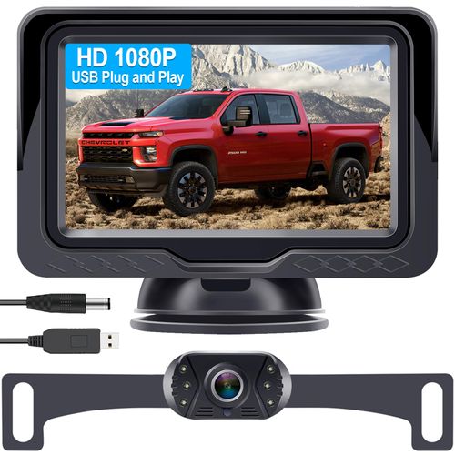 Backup Camera Ease Install for Car - USB Plug and Play, HD 1080P Rear View Camera Kit, Waterproof, Night Vision for Cars, Truck, SUV, Van, Camper