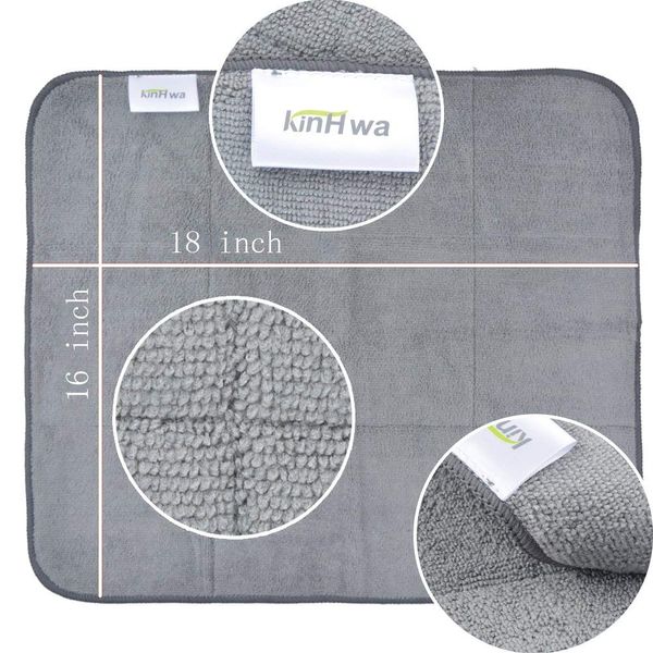 KinHwa Microfibre Dish Drying Mat for Sink Super Absorbent Draining Board Mats Washing Up for Glass, Plate&Cup 40cm X 45cm 2 Pack Grey