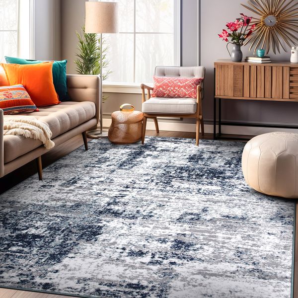 Rugshop Carpet Stores Distressed Abstract Carpet Dorm Rug Blue 3'3"x5' Area Rug