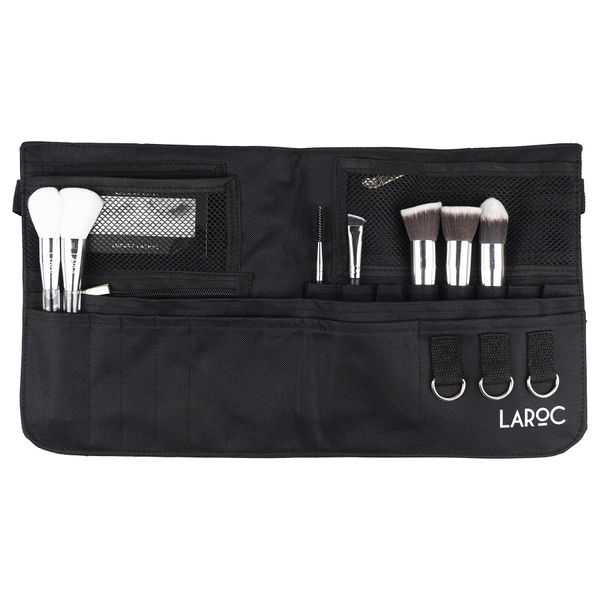 LaRoc ® Professional MUA Pro Black Makeup Brush Waist Belt Apron Bag Pouch Pockets Case Cosmetic Artist Strap Portable Tool Storage Bag Purse Holder Travel