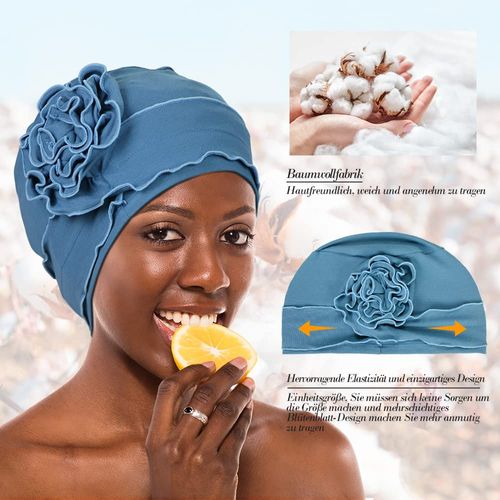 TSKNOMO 2 Pieces Chemo Headwear Cotton Soft Cancer Headwear Elastic Cancer Hat for Women with Hair Loss, Set 3