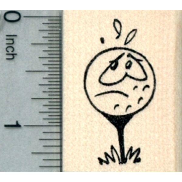 Nervous Golf Ball Rubber Stamp, on Tee