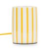Small Ceramic Bedside Table Lamp White & Yellow Candy Stripe Design Bedroom Light