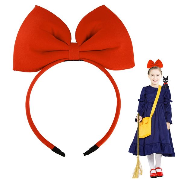 Bow Headbands Headdress for Women and Girls, Perfect Hair Accessories for Kikis Delivery Service Cosplay (Red)